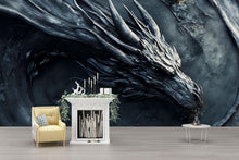 Load image into Gallery viewer, 3D Black Dragon Wall Mural - Luxurious Mythical Wall Art - Bold Statement Gift for Birthdays, Holidays, or Modern Home Decor