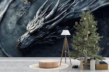 Load image into Gallery viewer, 3D Black Dragon Wall Mural - Luxurious Mythical Wall Art - Bold Statement Gift for Birthdays, Holidays, or Modern Home Decor