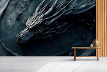 Load image into Gallery viewer, 3D Black Dragon Wall Mural - Luxurious Mythical Wall Art - Bold Statement Gift for Birthdays, Holidays, or Modern Home Decor