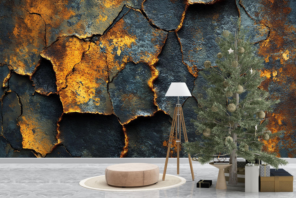 3D Cracked Earth Wall Mural - Industrial Chic Modern Decor - Unique Birthday or Holiday Gift for Stylish Homes