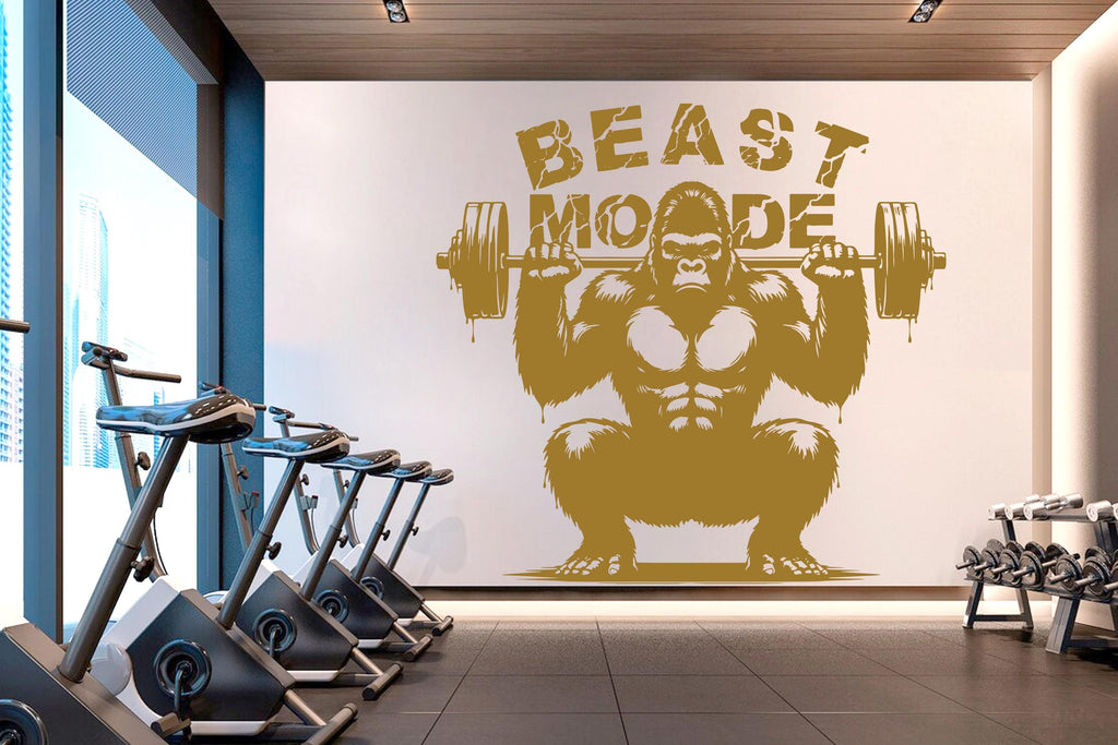 Gorilla Beast Mode Gym Wall Decor Lion Fitness Wall Art Gym Wall Decals Gorilla Wall Decal Crossfit Gifts Home Gym Wall Sticker Gym 748RS