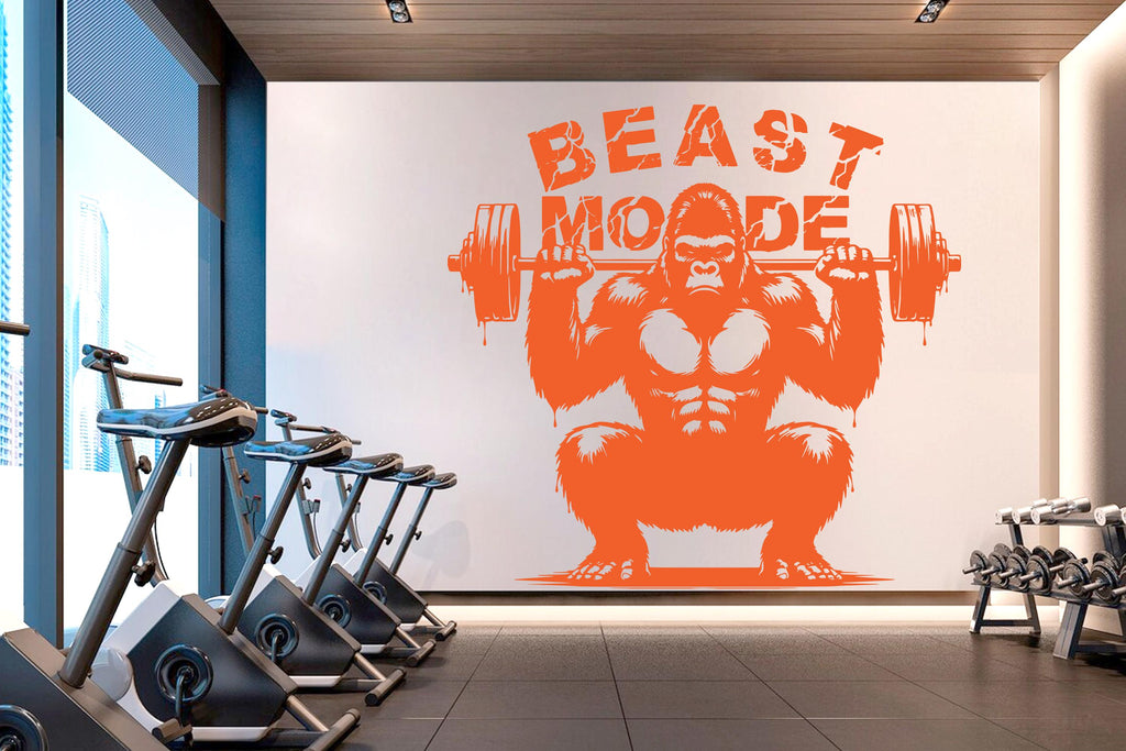 Gorilla Beast Mode Gym Wall Decor Lion Fitness Wall Art Gym Wall Decals Gorilla Wall Decal Crossfit Gifts Home Gym Wall Sticker Gym 748RS