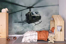 Load image into Gallery viewer, Military Helicopter Wall Mural – Jungle Huey Combat Scene – Army Aviation Room Decor – Teen Boys Bedroom – Peel and Stick or Non-Woven