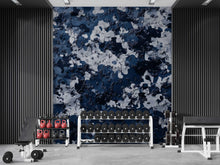 Load image into Gallery viewer, Blue Camo Wall Mural – Urban Digital Camouflage Wallpaper – Industrial Office or Gaming Room Decor – Peel and Stick or Non-Woven