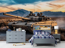 Load image into Gallery viewer, Desert Tank Wall Mural – Realistic Army Tank Wallpaper – Military Boys Room Decor – Peel and Stick or Non-Woven Mural