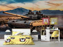 Load image into Gallery viewer, Desert Tank Wall Mural – Realistic Army Tank Wallpaper – Military Boys Room Decor – Peel and Stick or Non-Woven Mural