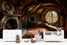 Load image into Gallery viewer, 3D Hobbit House Wall Mural for Kids – Cozy Woodland Reading Nook Decor, Nursery Playroom Fairy Tale Style Art – Magical Birthday Gift, Baby