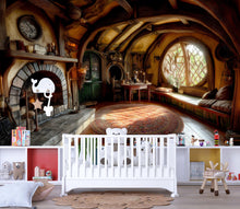 Load image into Gallery viewer, 3D Hobbit House Wall Mural for Kids – Cozy Woodland Reading Nook Decor, Nursery Playroom Fairy Tale Style Art – Magical Birthday Gift, Baby