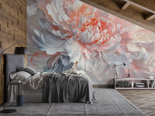 Load image into Gallery viewer, Oversized Peony Wall Mural – Neutral Floral Wallpaper for Modern Bedrooms – Blush Ivory Wall Art – Peel and Stick or Non-Woven
