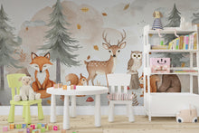 Load image into Gallery viewer, Woodland Forest Animals Wall Graphics Fox Peel and Stick Girl room Forest Wallpaper Nursery Self Adhesive Nursery wall decor Mural 713RS