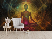 Load image into Gallery viewer, Chakra Meditation Wall Mural – Psychedelic Yoga Wallpaper – Spiritual Energy Art for Home or Studio – Cosmic Enlightenment Design