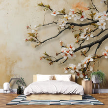 Load image into Gallery viewer, Cherry Blossom Branch Wall Mural – 3D Floral Japanese Art Wallpaper | Nature-Inspired Peel and Stick or Traditional Mural