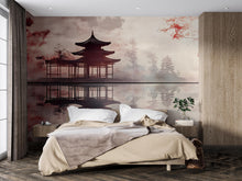 Load image into Gallery viewer, Japanese Pagoda Wall Mural – Zen Temple Landscape Wallpaper | Asian Reflection Art | Peel and Stick or Non-Woven Mural for Bedroom