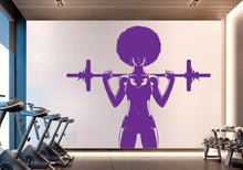 Load image into Gallery viewer, Gym Wall Decal Afro Girl Power fitness Quote Decor Workout Art Vinyl Gym Wall Stickers Bedroom Gym Workout Girl Motivation Crossfit 715RS