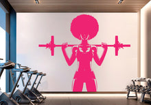 Load image into Gallery viewer, Gym Wall Decal Afro Girl Power fitness Quote Decor Workout Art Vinyl Gym Wall Stickers Bedroom Gym Workout Girl Motivation Crossfit 715RS