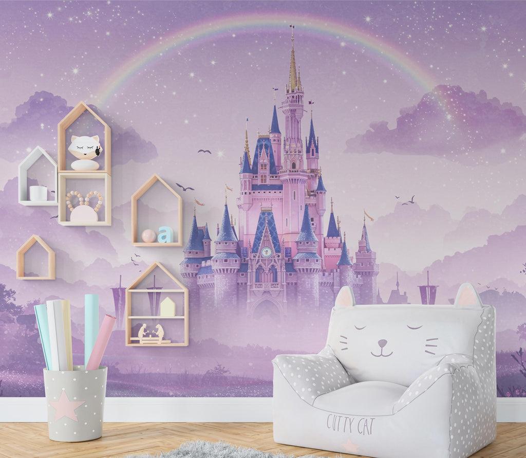 Princess Castle Wall Graphics Peel and Stick Girl room Wallpaper Nursery Self Adhesive Removable nursery wall decor Mural 718RS