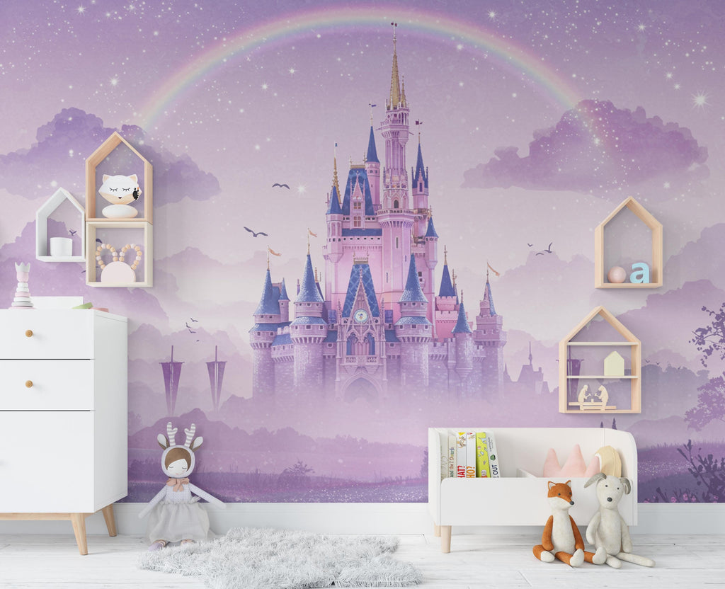 Princess Castle Wall Graphics Peel and Stick Girl room Wallpaper Nursery Self Adhesive Removable nursery wall decor Mural 718RS