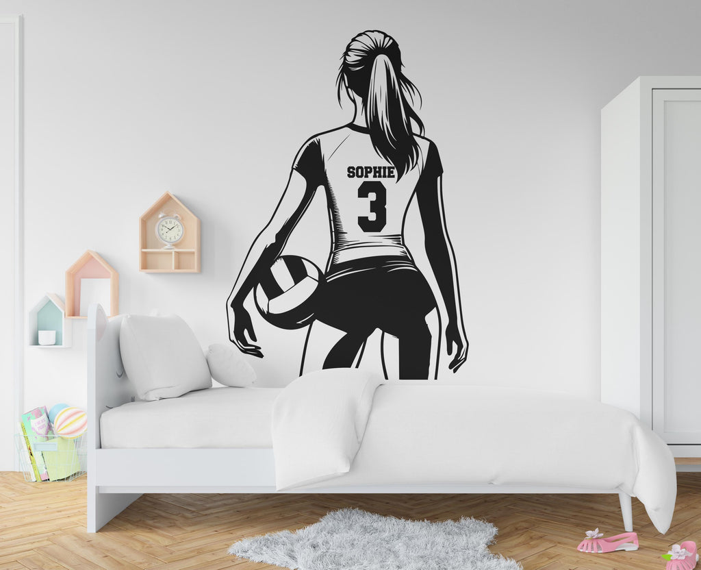Large Custom Name Volleyball Girl wall decal Sport Wall Decal Kids Decal Personalized Gifts wall Vinyl Wall Sticker Boy Room 719RS