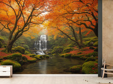 Load image into Gallery viewer, Fall Mural Wallpaper – Waterfall Elegant Hand-Painted Tree Wall Art, Tranquil Nature-Inspired Wall Décor for Bedroom Spa 753RS