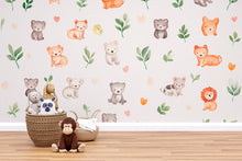 Load image into Gallery viewer, Cute Safari Baby Animal Wall Mural – Neutral Jungle Nursery Wallpaper for Boys or Girls Room, Peel and Stick or Traditional