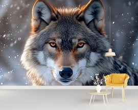 3D Wolf Wall Mural – Majestic Snowy Forest Decor, Modern Bedroom Accent, Nature-Inspired Animal Art, Stylish Gift for Holidays, Birthdays