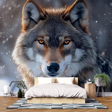 Load image into Gallery viewer, 3D Wolf Wall Mural – Majestic Snowy Forest Decor, Modern Bedroom Accent, Nature-Inspired Animal Art, Stylish Gift for Holidays, Birthdays