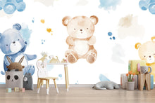 Load image into Gallery viewer, Teddy Bear Nursery Wall Mural – Watercolor Bear Wallpaper for Baby Room | Gender Neutral Kids Room Decor