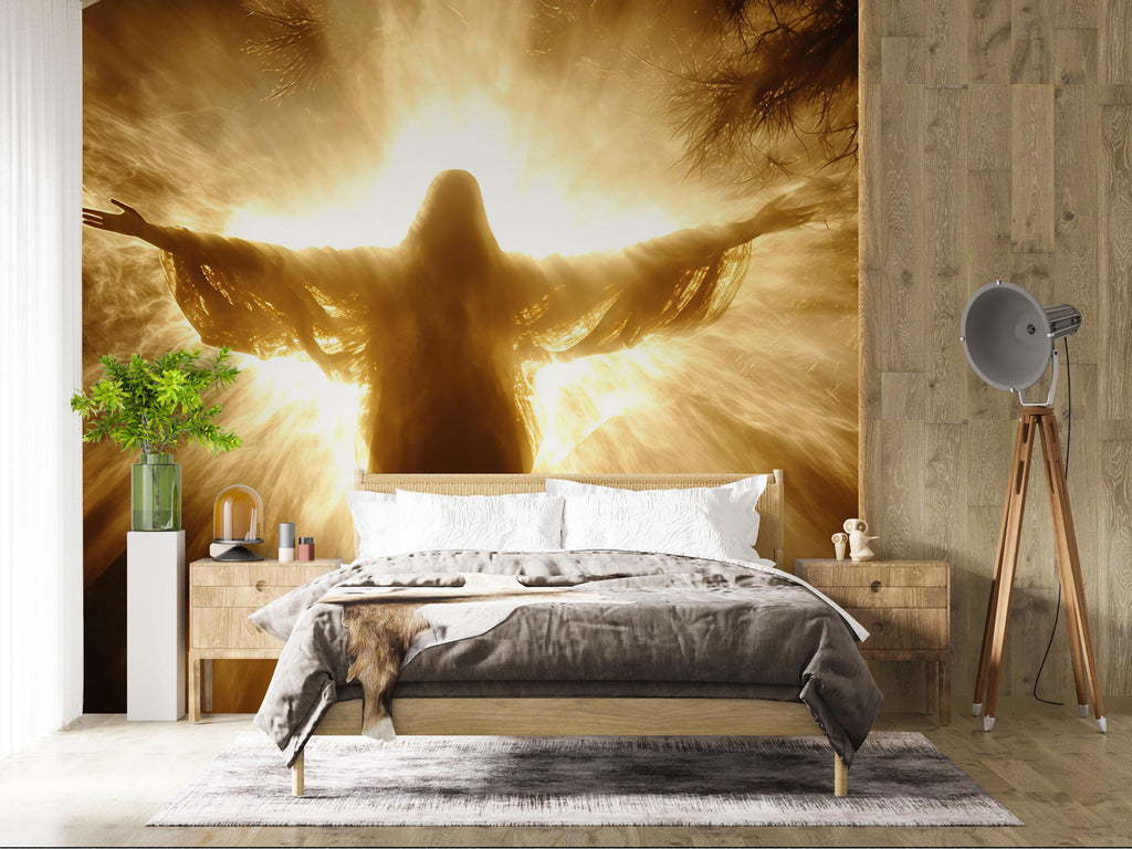 Divine Jesus Christ Religious Wall Mural | 3D Spiritual Decor for Home and Church | Inspirational & Sacred Wall Art for Prayer Room