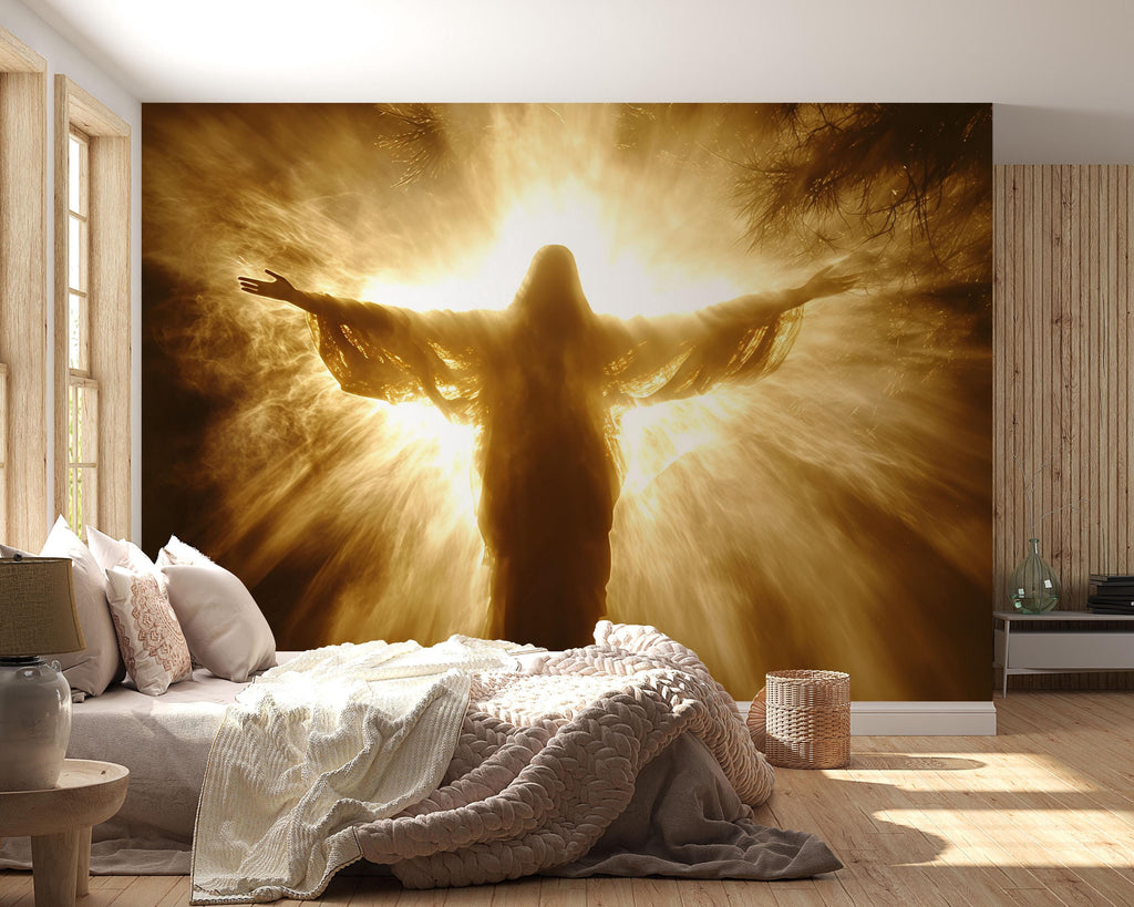 Divine Jesus Christ Religious Wall Mural | 3D Spiritual Decor for Home and Church | Inspirational & Sacred Wall Art for Prayer Room