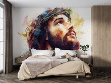 Load image into Gallery viewer, Watercolor Jesus Christ Wall Mural – Faithful Christian Decor, Easter &amp; Christmas Gift, Spiritual Bedroom Accent, Bible Verse Wall Art