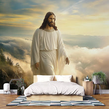 Load image into Gallery viewer, Serene Jesus Christ Wall Mural – Peaceful Christian Decor, Spiritual Home Accent, Perfect Easter &amp; Christmas Gift, Cloud Landscape Art