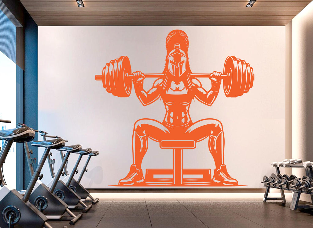Spartan Girl Gym Wall Decor Ancient Fitness Wall Art Skull Gym Wall Decals Spartan Wall Decal Crossfit Gifts Home Gym Wall Sticker Gym 722RS
