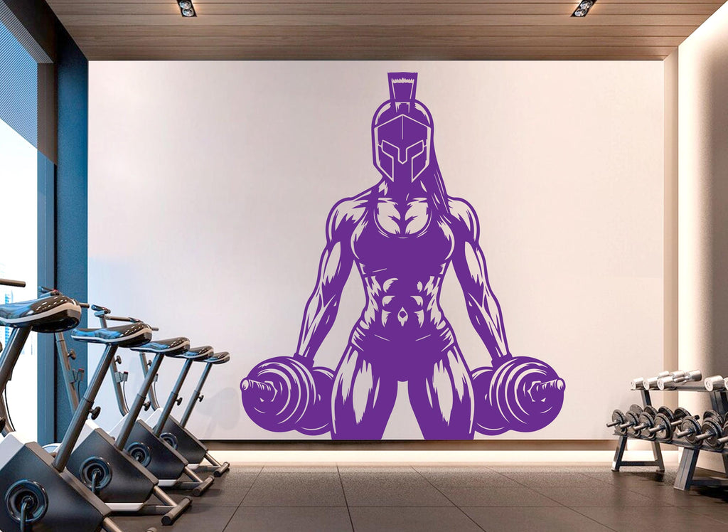 Spartan Girl Gym Wall Decor Ancient Fitness Wall Art Skull Gym Wall Decals Spartan Wall Decal Crossfit Gifts Home Gym Wall Sticker Gym 723RS