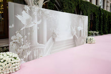 Load image into Gallery viewer, Custom Wedding Mural with Doves – Personalized Name &amp; Date Backdrop, Elegant 3D Wall Art, Romantic Ceremony Decoration