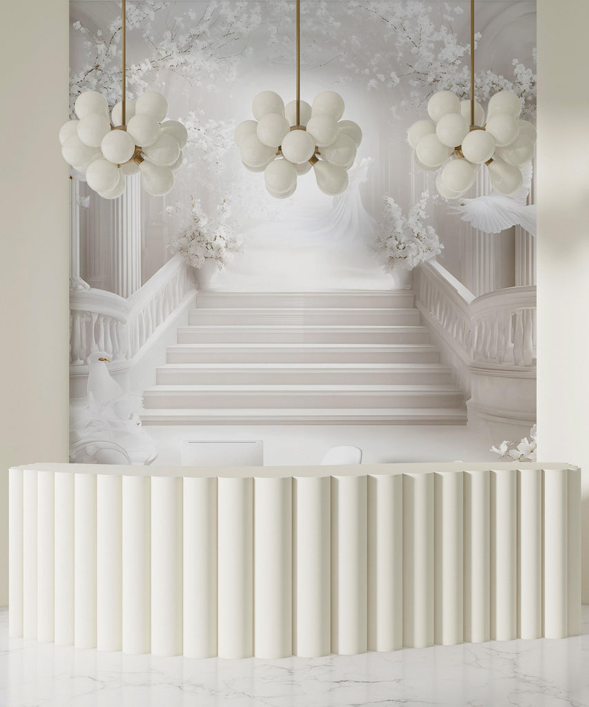 Custom Wedding Mural with Doves – Personalized Name & Date Backdrop, Elegant 3D Wall Art, Romantic Ceremony Decoration
