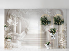 Load image into Gallery viewer, Custom Wedding Mural with Doves – Personalized Name &amp; Date Backdrop, Elegant 3D Wall Art, Romantic Ceremony Decoration