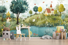 Load image into Gallery viewer, Whimsical Forest Nursery Wall Mural – Baby Room Décor – Gender Neutral Kids Wallpaper – Baby Shower Gift – Playroom Wall Art