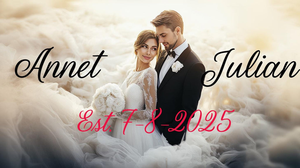 Custom Wedding Photo Backdrop Wall Mural – Personalized Bride & Groom Names and Date – Elegant Wedding Gift – Upload Your Photo