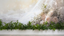 Load image into Gallery viewer, Custom Wedding Backdrop Wall Mural – Personalized Name &amp; Date Gift | Elegant Rose Bouquet Photo Prop | Bridal Shower or Reception Decor