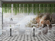 Load image into Gallery viewer, Custom Wedding Backdrop Wall Mural – Personalized Name &amp; Date Gift | Elegant Rose Bouquet Photo Prop | Bridal Shower or Reception Decor