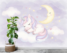 Load image into Gallery viewer, Unicorn Princess Room Wall Graphics Peel and Stick Girl room Wallpaper Nursery Self Adhesive Removable nursery wall decor Mural 727RS