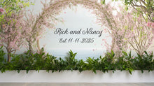 Load image into Gallery viewer, Cherry Blossom Wedding Mural | Custom Names &amp; Date Wall Art | Romantic Ocean View Backdrop | Personalized Wedding Gift Decor