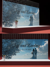 Load image into Gallery viewer, Custom Wedding Backdrop Mural | Names &amp; Date Included | Romantic Couple Ocean Scene | Personalized Wedding Gift Wall Art