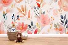 Load image into Gallery viewer, Whimsical Floral Nursery Wall Mural – Watercolor Baby Room Decor – Gender Neutral Playroom – Baby Shower Gift – Kids Room Wall Art