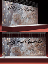 Load image into Gallery viewer, Custom Wedding Wall Mural with Names &amp; Date | Personalized Floral Rose Candle Backdrop | Romantic Anniversary Gift for Couples