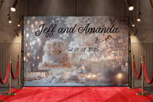 Load image into Gallery viewer, Custom Wedding Wall Mural with Names &amp; Date | Personalized Floral Rose Candle Backdrop | Romantic Anniversary Gift for Couples