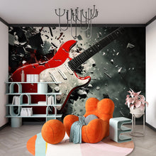Load image into Gallery viewer, Music Lover Wall Art | Vinyl Record Mural or Music Notes Wallpaper | Gift for Musician | Studio, Office or Bedroom Decor | Custom Sizes