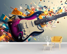 Load image into Gallery viewer, Electric Guitar Wall Mural – Vibrant Music Room Decor for Guitar Lovers, Teen Bedroom or Studio Gift, Musician Wall Art