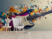 Load image into Gallery viewer, Electric Guitar Wall Mural – Vibrant Music Room Decor for Guitar Lovers, Teen Bedroom or Studio Gift, Musician Wall Art