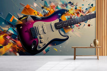 Load image into Gallery viewer, Electric Guitar Wall Mural – Vibrant Music Room Decor for Guitar Lovers, Teen Bedroom or Studio Gift, Musician Wall Art
